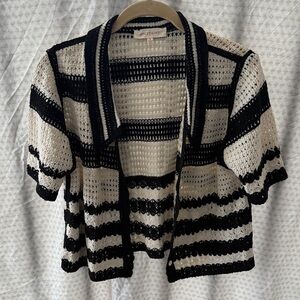 Solitaire Striped Black and Cream Cardigan